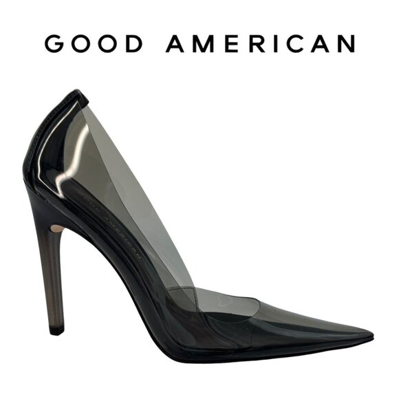 Good American Cinderella Clear Pumps Size 7 Light Smoke GA275P-X Lucite Holiday‎ - Picture 1 of 8